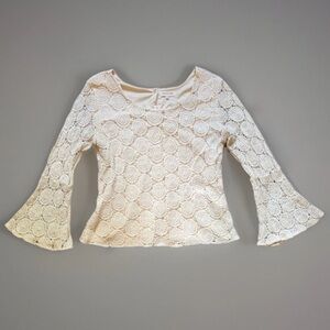 Anthropologie Solitaire Top Womens XL Cream Crochet Boho Cottagecore Festival